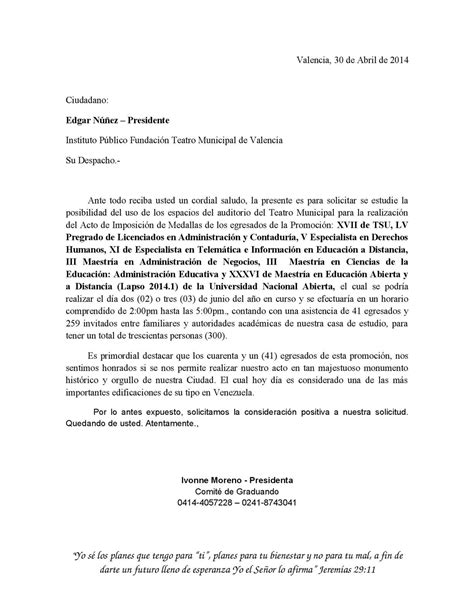 Carta De Solicitud De Materialesal Municipio