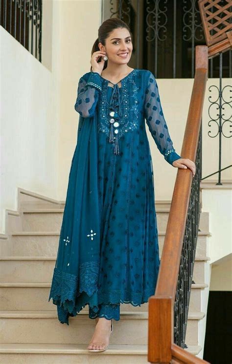 Ayeza Khan In Gorgeous Blue Gown Pakistani Dresses Casual Indian