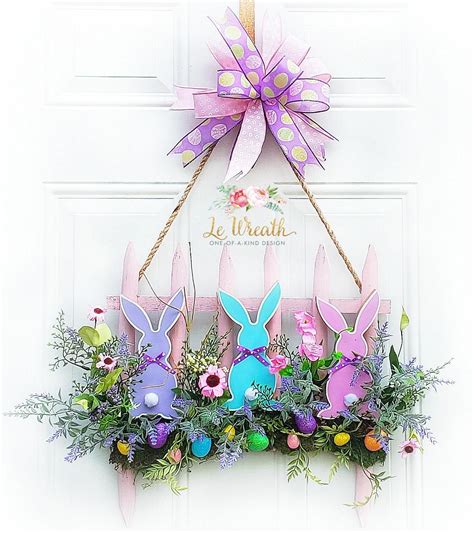 Easter Bunny Door Hanger Easter Door Decor Bunny Wreath Etsy In 2020