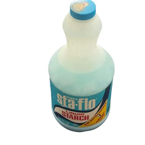 Vintage Sta Flo Liquid Laundry Starch 64 Oz Plastic Bottle Contents