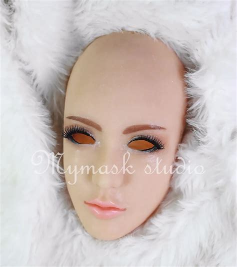（ching quality silicone handmade sexy and sweet half head female face crossdress mask