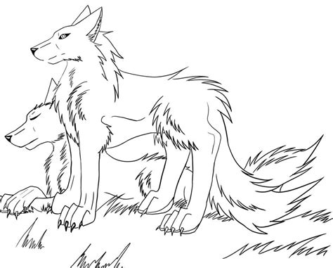 Wolf Couple Lineart By Enyce122 On Deviantart