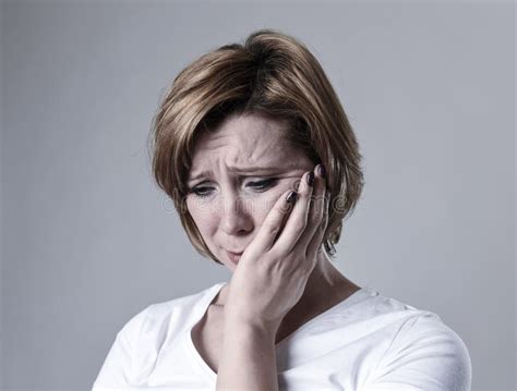 Devastated Depressed Woman Crying Sad Feeling Hurt Suffering Depression