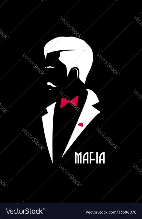 Italian Mafia Man Icon Isolated On Black Vector Image