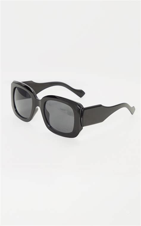 Black Oversized Chunky Squareframe Sunglasses Prettylittlething