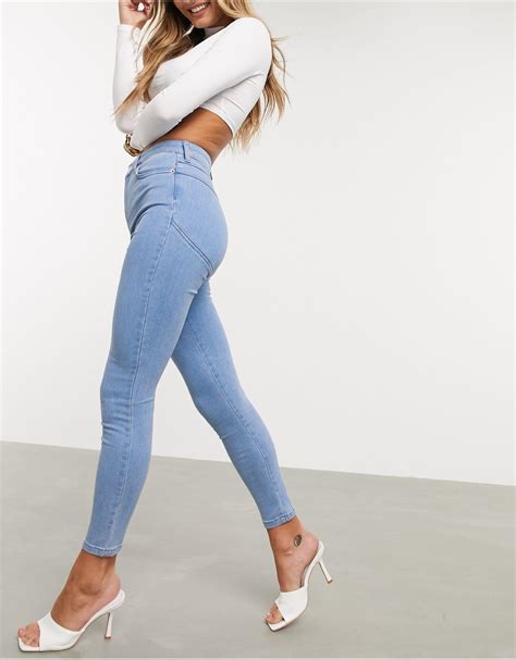 asos denim hourglass lift and contour high rise skinny jeans in blue lyst