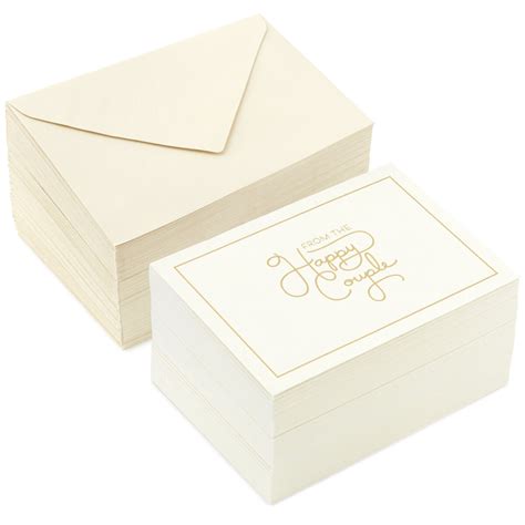 Bulk Ivory And Gold Blank Wedding Thank You Notes Box Of 100 Note