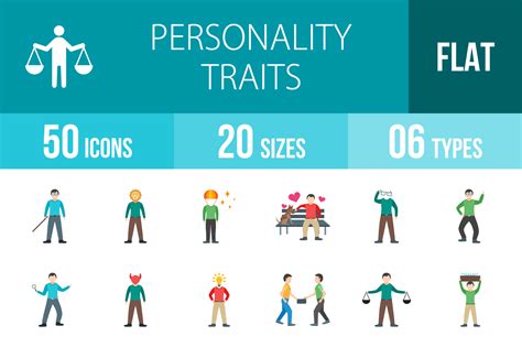 50 Personality Traits Flat Multicolor Icons 55996 Icons Design