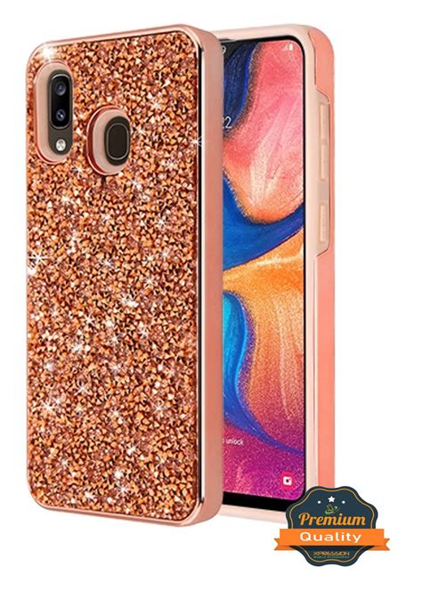 Samsung Galaxy A20 Phone Case Glitter Heavy Duty Rugged Hybrid Soft Tpu