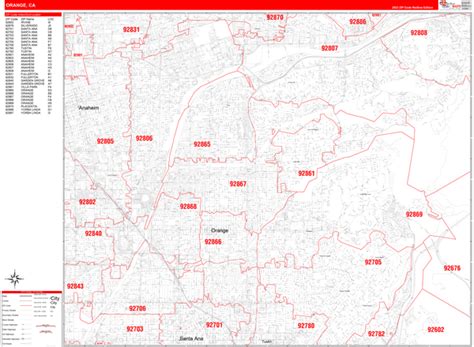 Orange County Ca Zip Code Maps Red Line