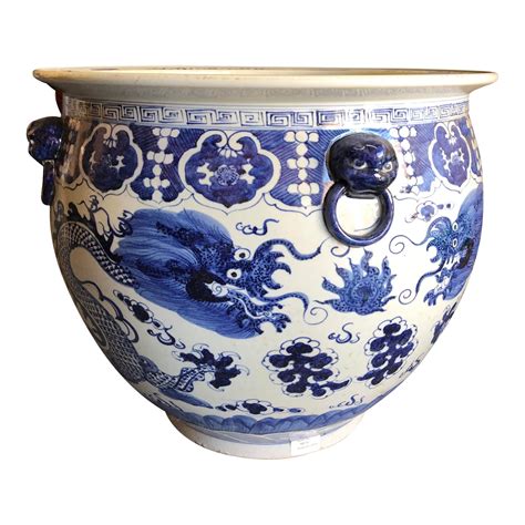 Vintage Chinoiserie Blue And White Planter Chairish