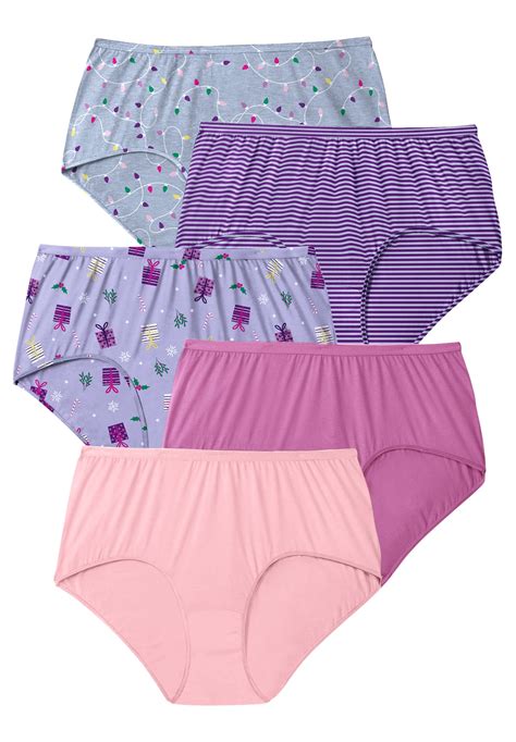 Comfort Choice Womens Plus Size Cotton Brief 5 Pack Underwear