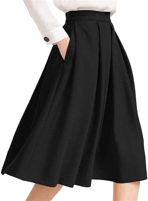 Women S Knee Length Skirt With Pockets Fold A Fashion Brands Line Skirt