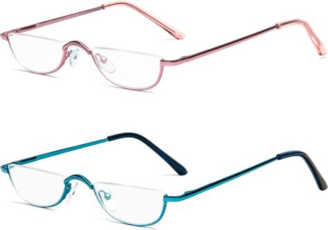 kokobin half reading glasses 2 pack half rim metal frame glasses spring hinge