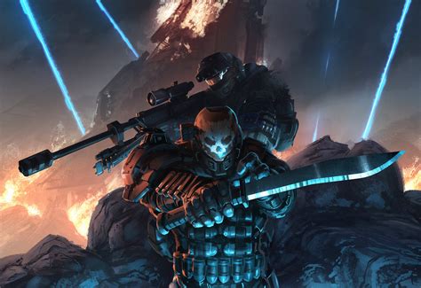 Wallpaper Soldier Knife Military Sniper Rifle Halo Reach