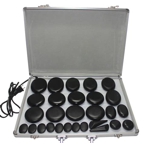 Hot Stone Massage Set With 28 Pieces Of Basalt Hot Stone With Heater Kit For Professional Or