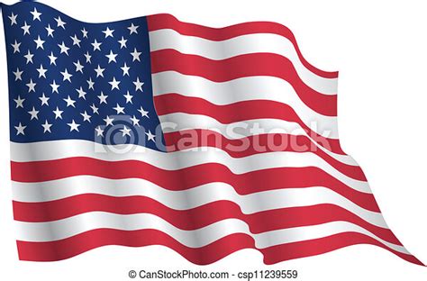 United states flag blowing in the wind. Usa flag waving realistic. | CanStock