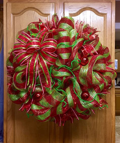 Camilles Huge Red And Green Deco Mesh Christmas Wreath December