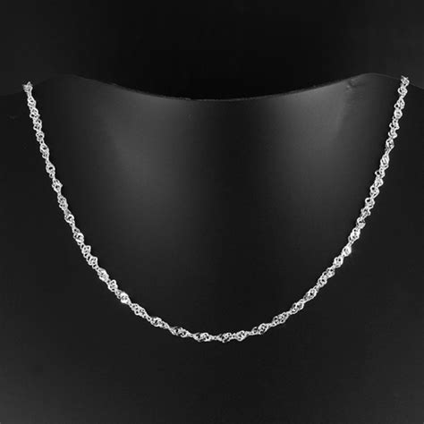 Buy New Fashion 100 Real Pure 925 Sterling Silver Chain Necklace 43cm Silver