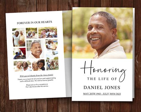 Funeral Program Template With Photo Collage And Obituary Etsy UK