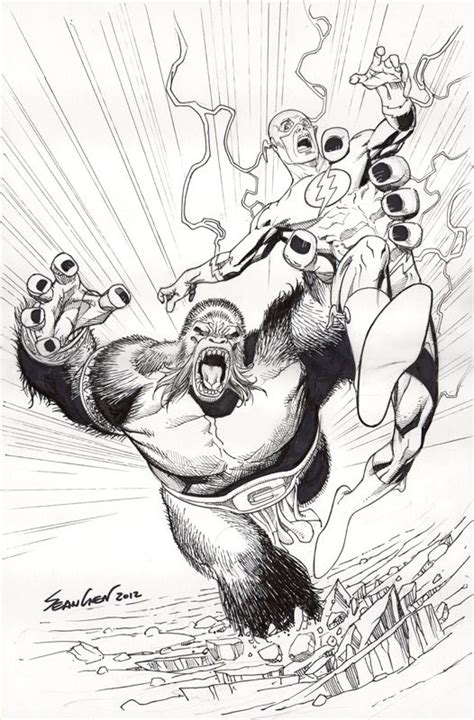 The Flash Vs Gorilla Grodd By Sean Chen Flash Vs Comic Art Art