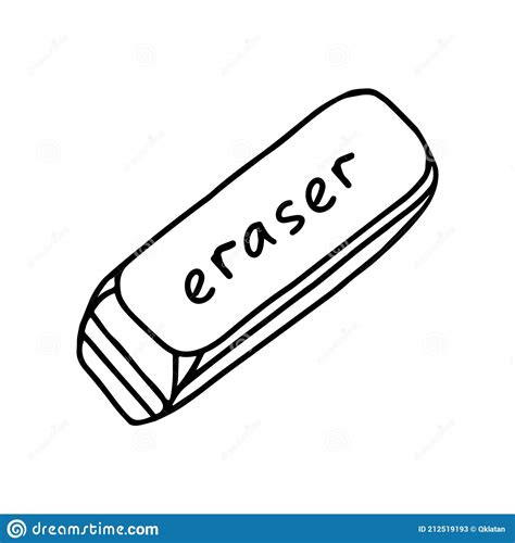 Hand Draw Black Vector Illustration Of Eraser Rubber Item With