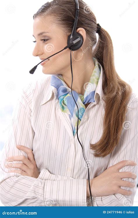 Portrait Of Female Customer Service Representative Stock Photo Image