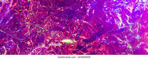 Holographic Iridescent Surface Wrinkled Foil Pastel Stock Photo