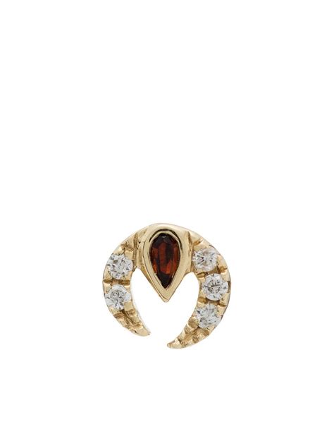 Anissa Kermiche 9K Yellow Gold Claw Diamond And Ruby Single Stud