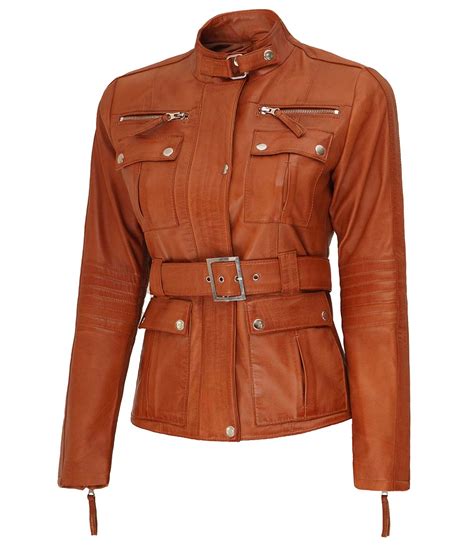 Womens Tan Womens Four Pockets Suede Leather Jacket Canada