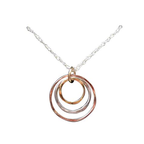 Rolled Rose Gold Silver And Gold Circles Necklace By Hazey Designs