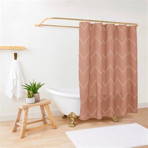 Terracotta Shower Curtain Boho Shower Curtain Minimal Shower Etsy