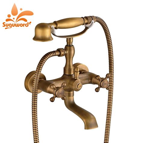 Favorite in bathroom » antique brass faucet taps. Suguword Antique Brass Bathtub Faucet Hot and Cold Switch ...