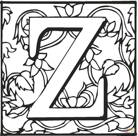 Letter Z with Ornament coloring page | Free Printable Coloring Pages