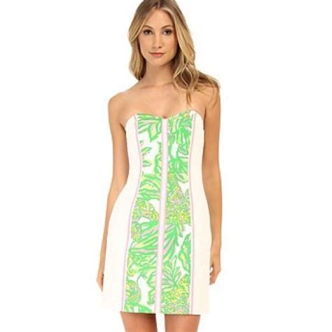Lilly Pulitzer Strapless Dress Green Fitted Dress Womens Dresses