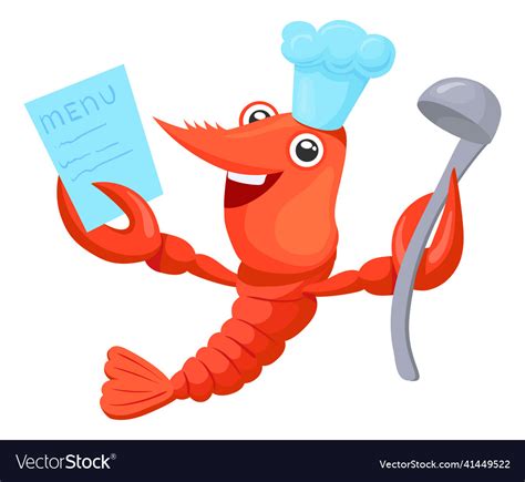 Cartoon Lobster Chef Funny Seafood Restaurant Vector Image