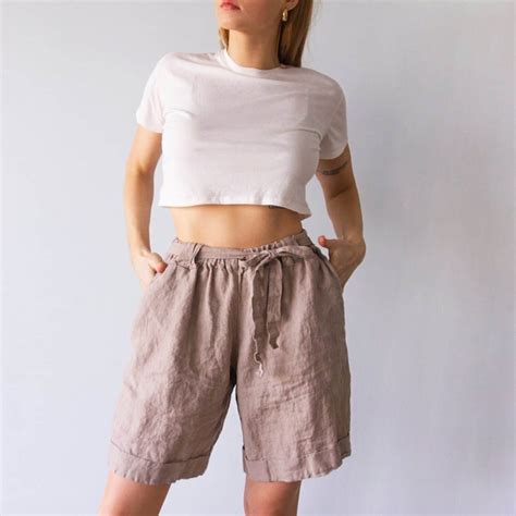 Linen Shorts Women Natural Linen Shorts Linen Shorts Womens Etsy