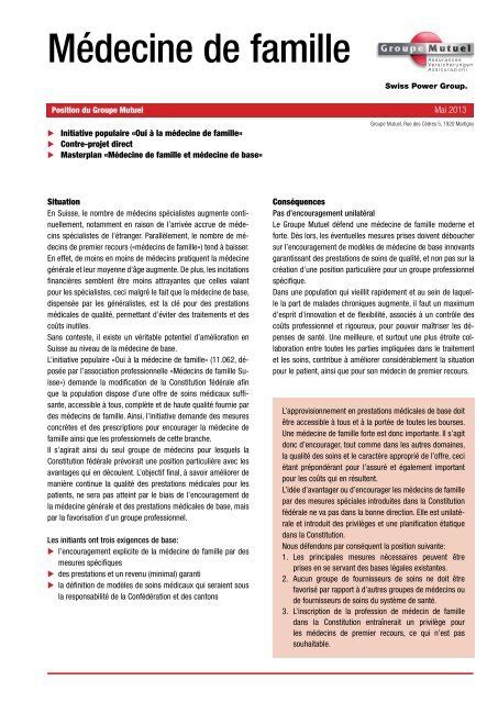 Médecine De Famille Pdf 123kb Groupe Mutuel