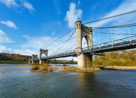 Ile De France Suspension Bridge Of Triel Sur Seine Stock Image Image