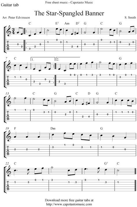 Guitar tabs are a simplified form of musical notation that is easy to share. Free Printable Guitar Tabs For Beginners | Free Printable