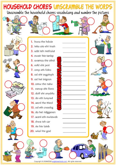 Household Chores English Esl Worksheets Household Chores