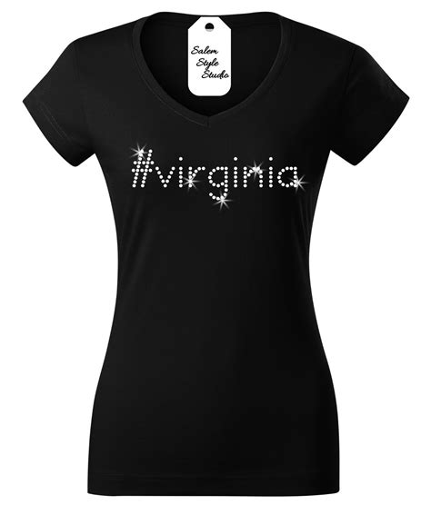 Hashtag Virginia T Shirt With Rhinestone Bling Virginia Etsy