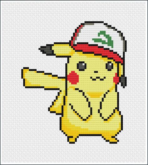 Pikachu Pokemon Cross Stitch Pattern Chart Needlecraft Etsy Uk