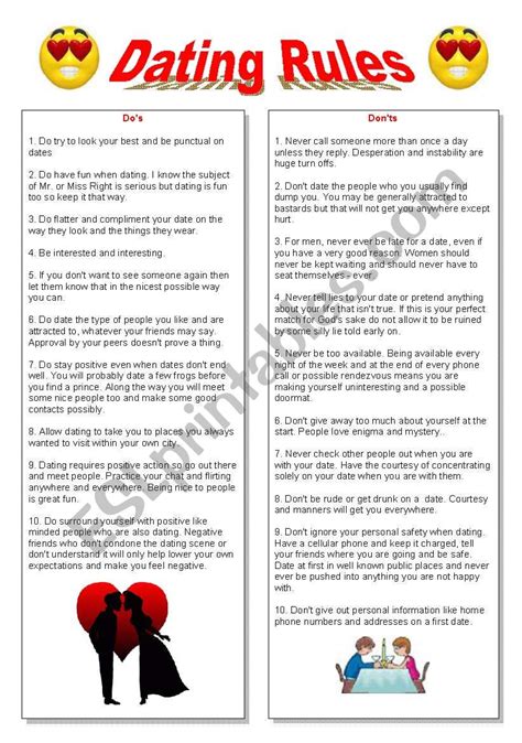 Dating Rules Esl Worksheet By Borna