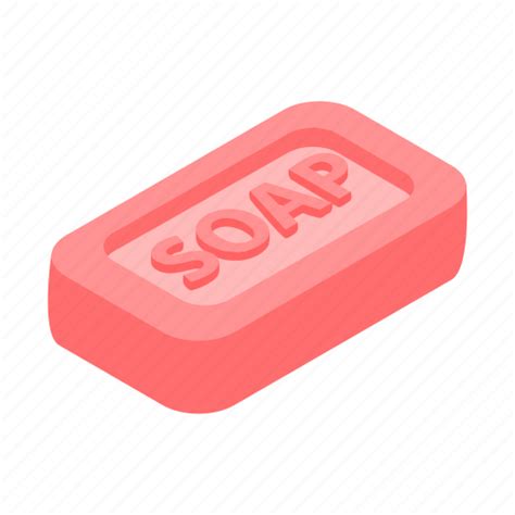 Bar Clean Hygiene Isometric Object Pink Soap Icon