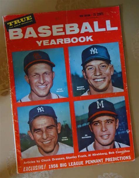 1956 True Baseball Yearbook Magazine Mantle Musial Berra Matthews