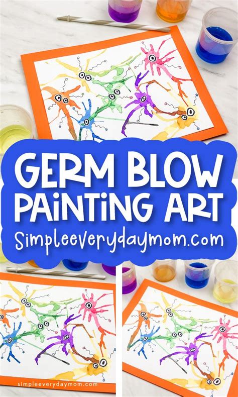 Fun Germ Blow Painting Art With Straws Art Activities For Kids Human