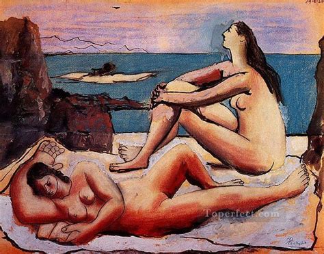 Trois Baigneuses 3 1920 Abstract Nude Painting In Oil For Sale