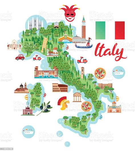 Italy Cartoon Map Stock Illustration Download Image Now Istock