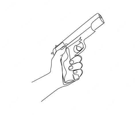 Premium Vector Continuous One Line Drawing Of Hand Holding Gun Hand